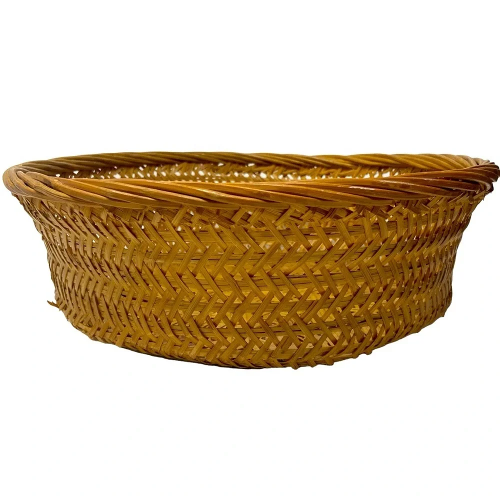 Large Wicker | Rattan | Round Brown Basket | Home Decor 13”